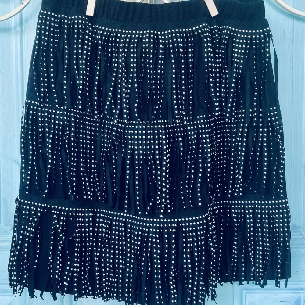 Black Fringe Mini Skirt Size Small Festive Fun Free The Roses